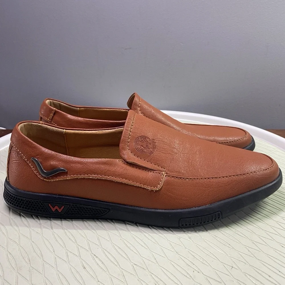 CLOHOO Men's Top Leather‎ Red/Brown Shoes Sz.US 8.5. 260. NWOB